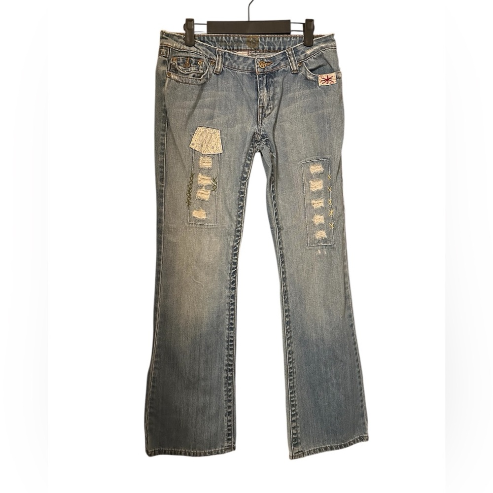 Y2K American Rag Patchwork Low Rise Flare Jeans